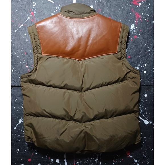 Schott NYC vintage 70s distressed leather down puffer hunting jacket / vest RARE - Picture 10 of 15